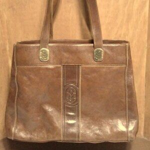 Vintage Marino Orlandi Brown Leather Shoulder Bag Tote Made in Italy